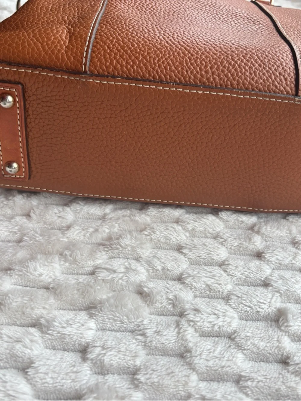 Dooney & Bourke Brown Pebbled Leather Tote Bag Shoulder Handles